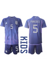 Argentinië Leandro Paredes #5 Babytruitje Uit tenue Kind WK 2022 Korte Mouw (+ Korte broeken)